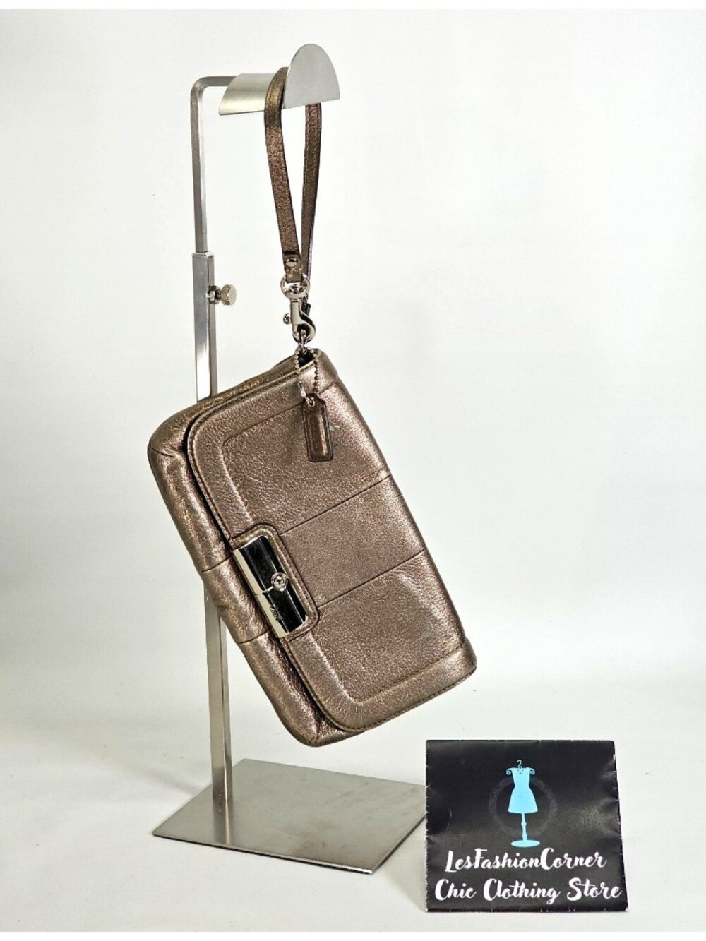 Coach Women's Metallic Leather Kristin Wristlet Clutch Bag Small 2329